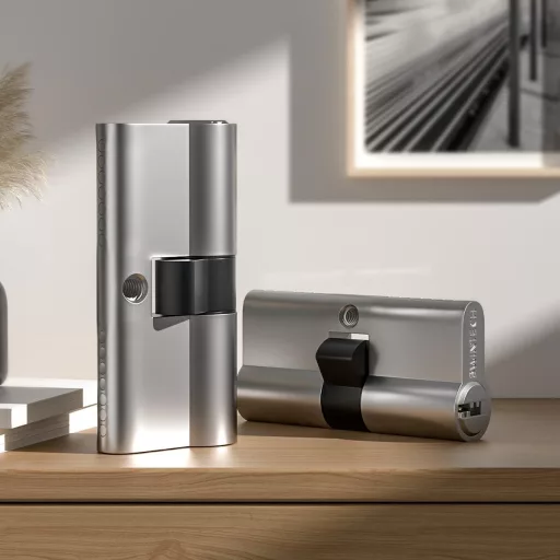 Bwintech 40/50 mm Euro Réz Zárbetét, 5 Sárgaréz Kulccsal - Fúrásbiztos, Törésbiztos, Zárfésülés Elleni Védelemmel, Szatén Nikkel Kivitel