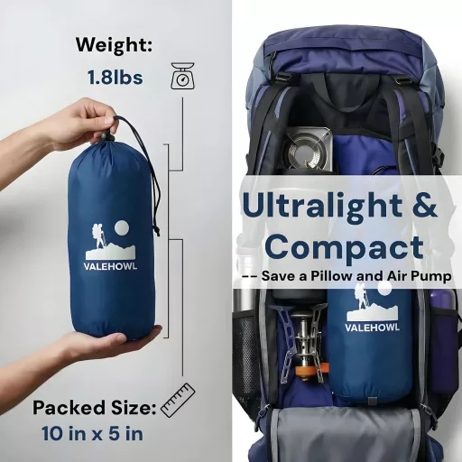 VALEHOWL 800g Ultralight Aufblasbare Schlafmatte - R-Value 3.0, Wasserdicht Camping Luftmatratze