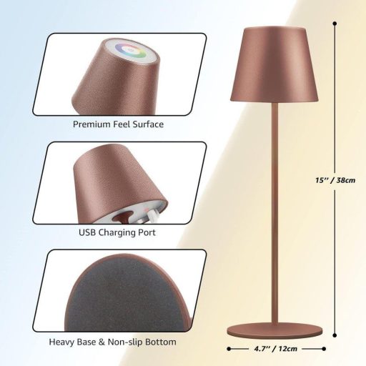 GGNOO LED Asztali lámpa vezeték nélküli dimmelhető RGB (barna) Újracsomagolt termék