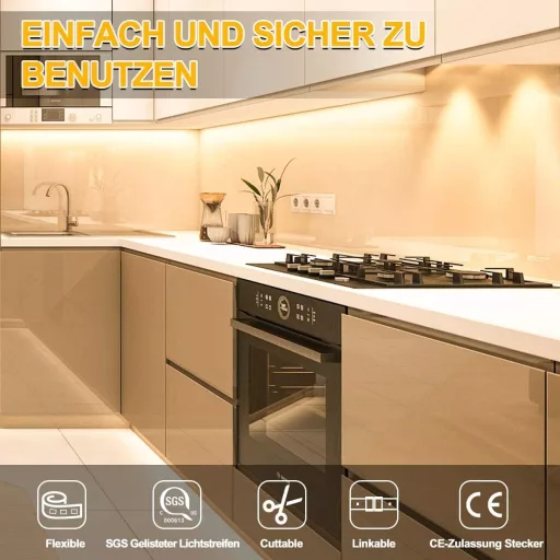 RGH LIGHTING 5m LED pásik so senzorom pohybu, teplá biela 3000K, samolepiaci