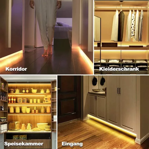 RGH LIGHTING bandă LED de 5m cu senzor de mișcare, alb cald 3000K, autoadezivă