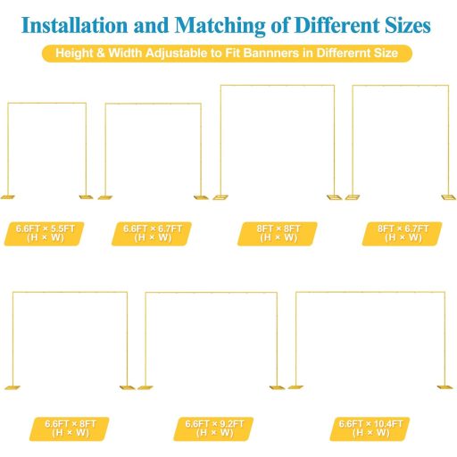 Fomcet 2,4x2,4m Arany Esküvői Kapu Állítható Háttér Fém Dekoráció Hordozható