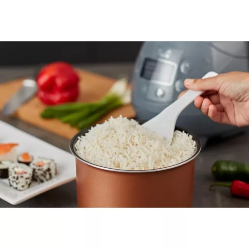 Yum Asia Panda Mini fierbător de orez cu vas ceramic Ninja, capacitate 0,63L, 8 programe de gătit, tehnologie fuzzy logic, 350W, gri cobalt