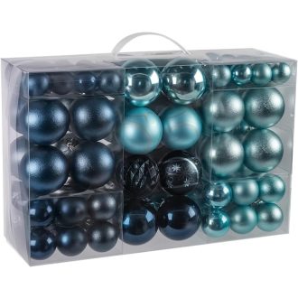   Sada 60 vianočných gúľ Agoer, strieborno-ružová trblietavá dekorácia