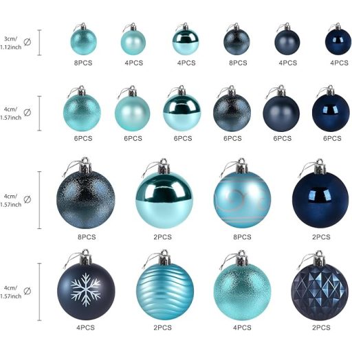 Agoer 60 darabos karácsonyi gömb szett ezüst-rózsaszín csillogó dekoráció