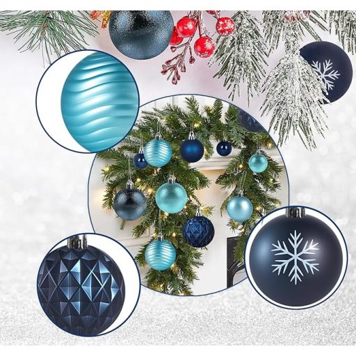 Agoer 60 darabos karácsonyi gömb szett ezüst-rózsaszín csillogó dekoráció