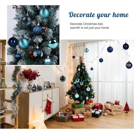 Sada 60 vianočných gúľ Agoer, strieborno-ružová trblietavá dekorácia