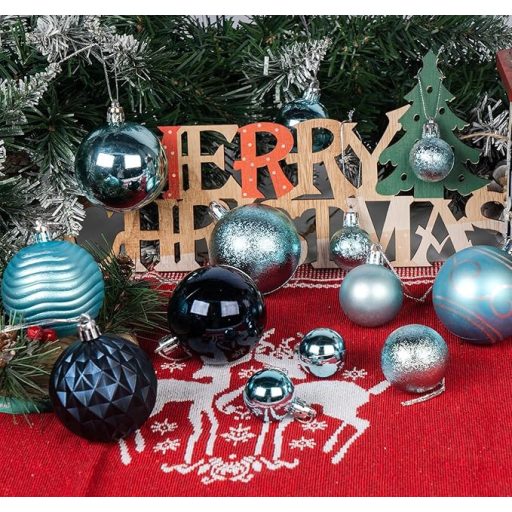 Sada 60 vianočných gúľ Agoer, strieborno-ružová trblietavá dekorácia