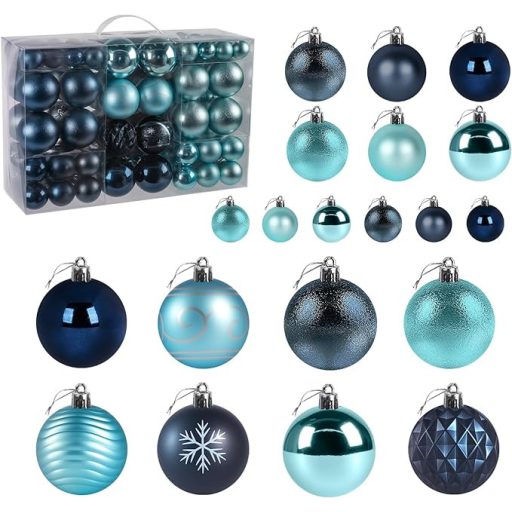 Sada 60 vianočných gúľ Agoer, strieborno-ružová trblietavá dekorácia