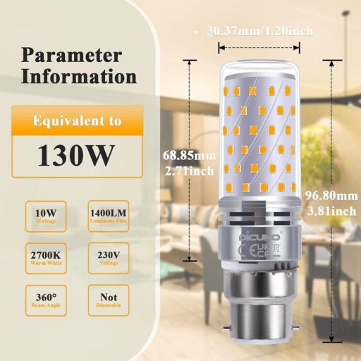 Philips B22 10W LED kukuričná žiarovka, teplá biela, 2-kusové balenie