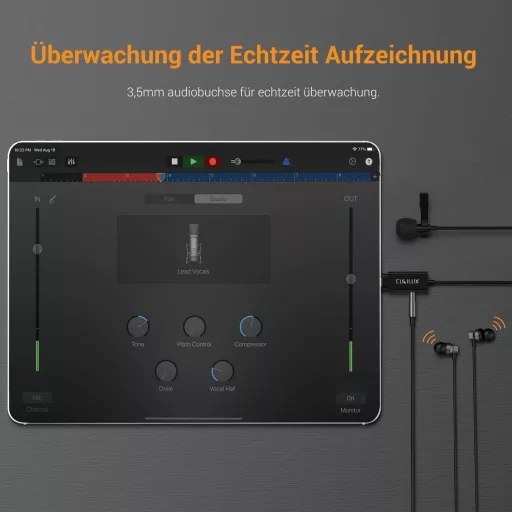 Cubilux USB-C Mikrofon 3.5mm Fejhallgató Csatlakozóval iPad Pro Air Mini MacBook Google Pixel Kompatibilis Csiptetős Mikrofon