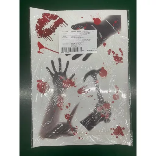 Set autocolante Halloween sângeroase - 8 buc. Decorațiuni de geam față-verso, urme de mâini însângerate, urme de picioare, decorațiuni Halloween PVC reutilizabile.