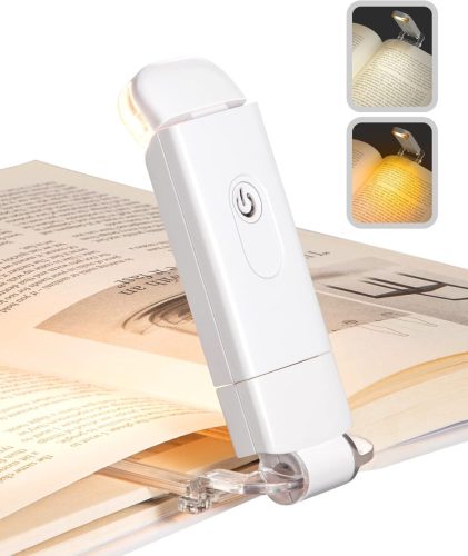 DEWENWILS Olvasólámpa Csipesszel - USB Tölthető, Borostyán Fény, Kék Fény Szűrő, 4 Fokozatú Fényerő, Állítható Szögű Könyvlámpa Gyerekeknek
