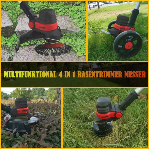 GfsGsjzc Akumulátorová kosačka s kolieskami 24V - Bezuhlíkový motor, šírka záberu 30 cm, kompatibilná s Makita, s 2 batériami, nastaviteľná 110-160 cm
