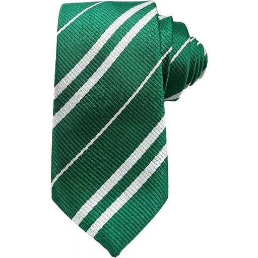 Elegantná zeleno-biela pásikavá kravata, extra dlhá 150 cm