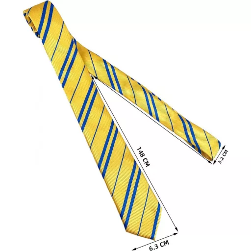 Elegantná žlto-modrá hodvábna kravata, extra dlhá 150 cm