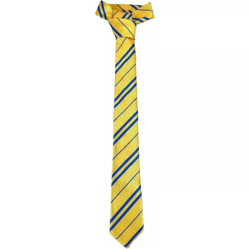 Elegantná žlto-modrá hodvábna kravata, extra dlhá 150 cm