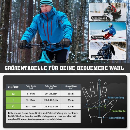 HIKENTURE téli kesztyű 3M Thinsulate, vízálló touchscreen, kerékpározáshoz