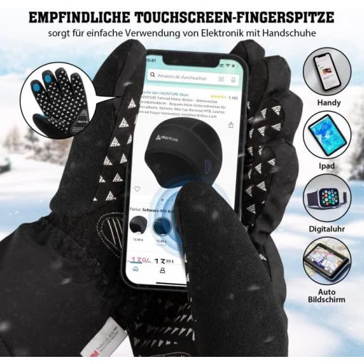 HIKENTURE téli kesztyű 3M Thinsulate, vízálló touchscreen, kerékpározáshoz