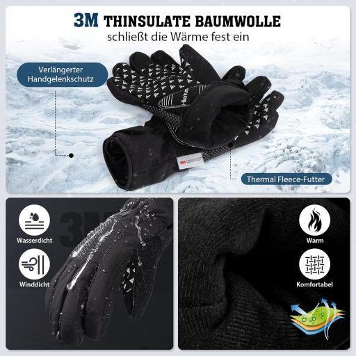 Mănuși de iarnă HIKENTURE cu 3M Thinsulate, impermeabile, pentru touchscreen, ideale pentru ciclism
