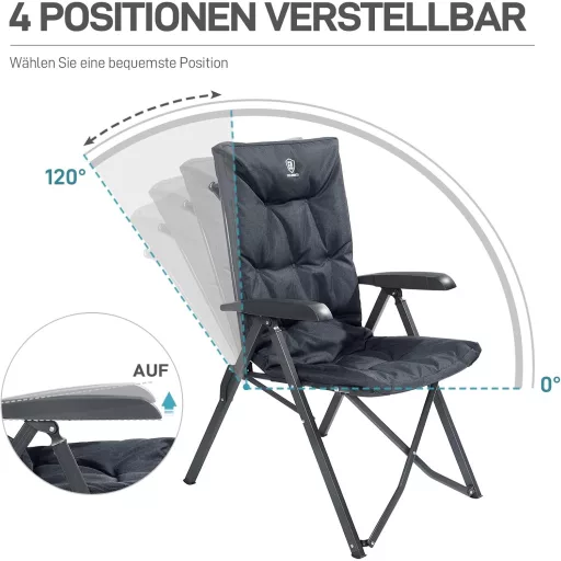 EVER ADVANCED Camping szék 150 kg terhelhetőség 4 fokozat háttámla alumínium