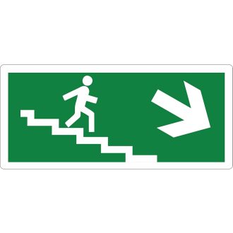   pubblimania Vészkijárat PVC Tábla Kültéri Beltéri 29x13cm Jobboldali Lépcsőhöz