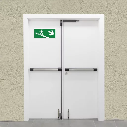 Pubblimania Indicator Ieșire de Urgență PVC Exterior Interior 29x13cm pentru Scară pe Dreapta