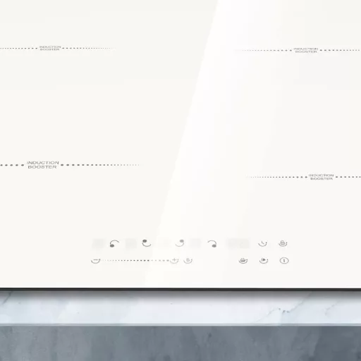 COVERCOOK Fehér Indukciós Főzőlap 60 cm - 4 Zónás Üvegkerámia Lap, Konnektorba Dugható, Érintőgombos Vezérlés, 9 Teljesítményszint, Időzítő,