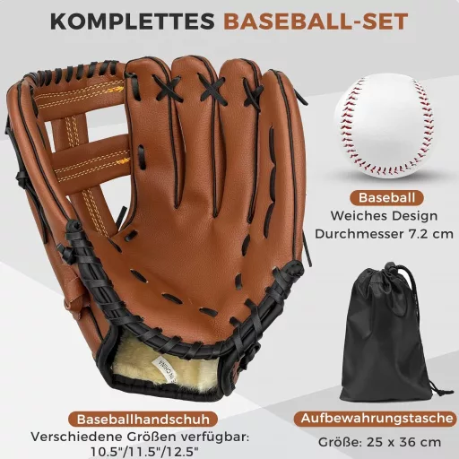 LeapBeast Baseball Kesztyű Labdával, Softball Kesztyű Gyerekeknek és Felnőtteknek, Edzés és Verseny