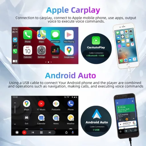 Podofo 1 DIN Radio Auto cu Ecran Tactil Extractibil de 7" - Compatibilitate Apple CarPlay și Android Auto, Bluetooth, FM, Cameră de Marșarier