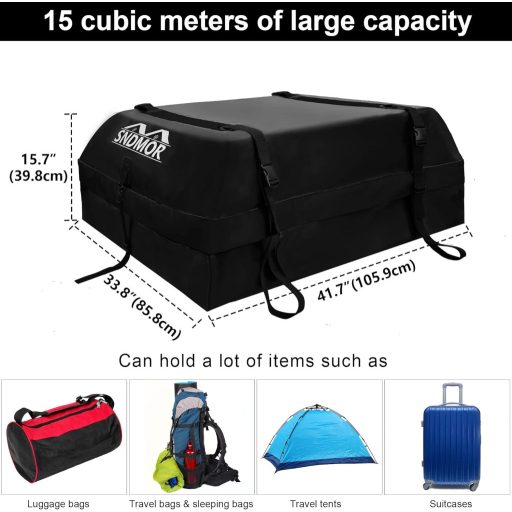 SNDMOR 425L Cutie Portbagaj Auto Impermeabilă - Geantă Portbagaj Auto Universală, Utilizabilă și Fără Bare Portbagaj, cu Suport Antialunecare și Fixare