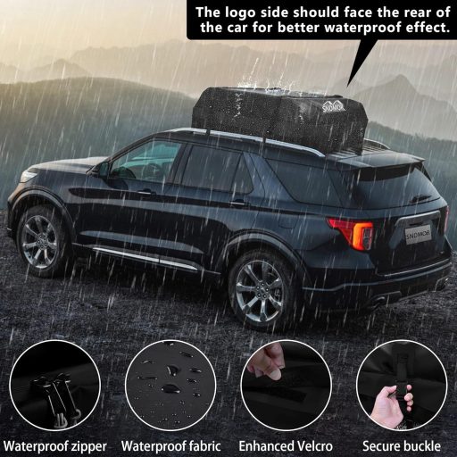 SNDMOR 425L Cutie Portbagaj Auto Impermeabilă - Geantă Portbagaj Auto Universală, Utilizabilă și Fără Bare Portbagaj, cu Suport Antialunecare și Fixare