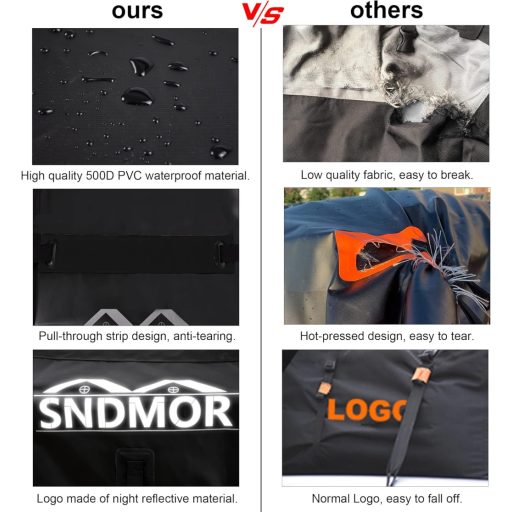 SNDMOR 425L Vodotesný Strešný Box - Univerzálna Strešná Taška na Auto, Použiteľná aj Bez Strešného Nosiča, s Protišmykovou Podložkou a Upevnením