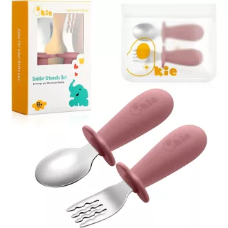   Qkie Set dječjeg pribora za jelo Inox žlica i vilica sa silikonskom drškom