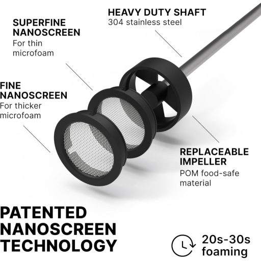 Subminimal NanoFoamer V2 Spumant de lapte manual | Lapte micro-spumat pentru băuturi de cafea de calitate barista | Spumant de lapte electric pentru Cappuccino, Latte și Fo