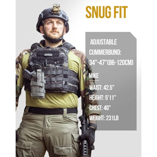 Vestă tactică OneTigris - Echipament de protecție Airsoft și Paintball, Camuflaj Negru, Protecție piept Unisex, Mărime ajustabilă M-XXL