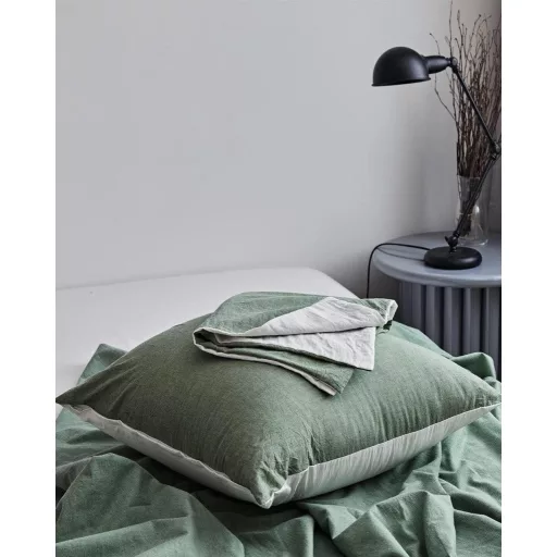 Față de pernă SOULFUL verde salvie din bumbac, 80x80 cm