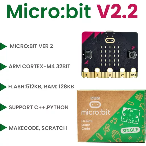KEYESTUDIO BBC Micro:bit V2 Oktatási Programozó Készlet - Fekete Mikrokontroller Kezdőknek, Intel Processzorral, Kódolás Tanuláshoz