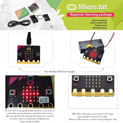 KEYESTUDIO BBC Micro:bit V2 Kit de Programare Educațională - Microcontroler Negru pentru Începători, cu Procesor Intel, pentru Învățarea Codării