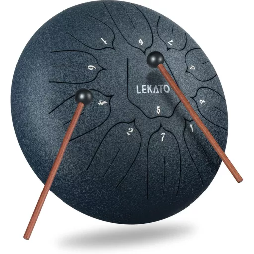 LEKATO 11 hangos acél nyelvdob 25,4 cm D-dúr meditációs hangszer sötétkék - 10 inch (D) 11 notes, navy blue