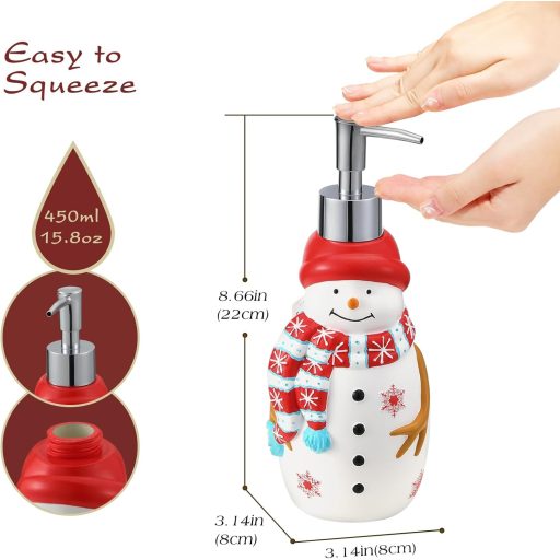 Emibele Karácsonyi Fürdőgél Adagoló Hóember Mintás 450ml Szappan Diszpenzeres Palack