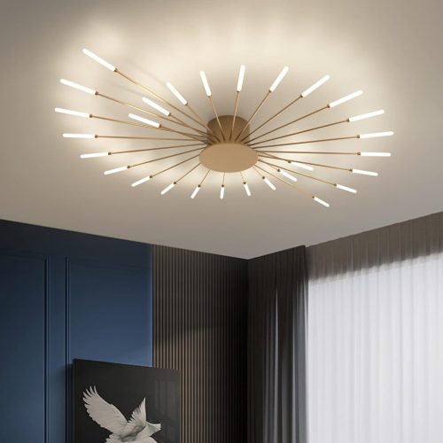 minifair Modern LED Mennyezeti Lámpa 42 Fejes Arany Virág Alakú Csillár 4000K Semleges Fényű Akril Lámpaernyővel Nappali Hálószoba Gyerekszo