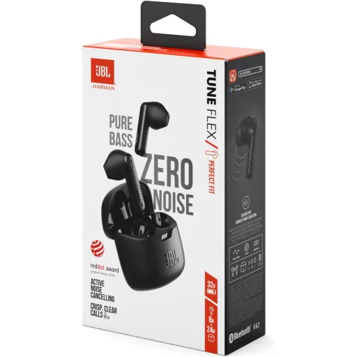 JBL Tune Flex TWS vezeték nélküli fülhallgató, zajszűrés, vízálló, fekete