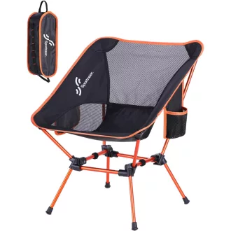   Sportneer Összecsukható Kemping Szék - Ultrakönnyű Hordozható Alumínium Kempingszék 150 kg Teherbírással, Narancssárga, Túrázáshoz, Kempinge