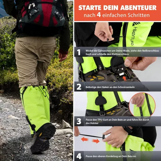 HIKENTURE Vízálló Kamásli Túrázáshoz, Vadászathoz és Kerékpározáshoz - Férfi és Női Lábszárvédő Hó, Eső és Rovarok Ellen - Cipő és Nadrág Vé