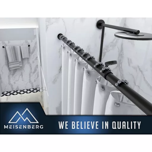 Meisenberg Zuhanyfüggöny Rúd 160-210 cm Szürke Fúrás Nélkül Bővíthető