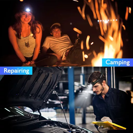 Lanternă frontală LED Lsnisni, 2 bucăți, lanternă de cap rezistentă la apă cu 6 moduri de iluminare, lumină roșie, baterii incluse