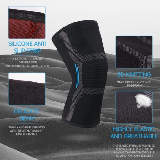 MILAIUN Térdrögzítő 2 db Kompressziós Térdtámasz Meniszkusz Artritisz Sporthoz L Fekete-Kék