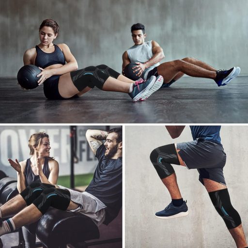 MILAIUN Térdrögzítő 2 db Kompressziós Térdtámasz Meniszkusz Artritisz Sporthoz L Fekete-Kék