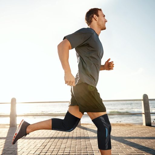 MILAIUN Térdrögzítő 2 db Kompressziós Térdtámasz Meniszkusz Artritisz Sporthoz L Fekete-Kék